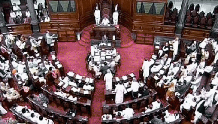 congressmembersforcetwoadjournmentsinrajyasabha